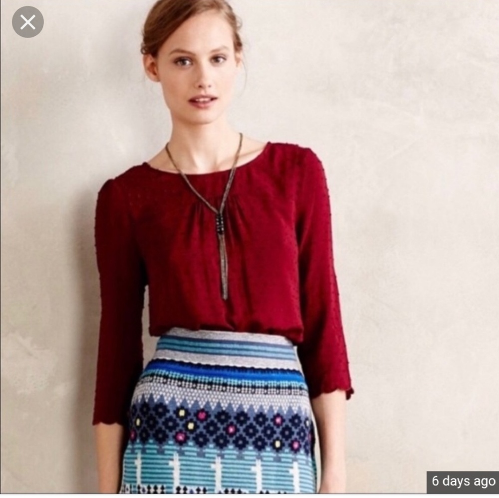 Anthropologie Maeve Emmeline Blouse, Burgundy size